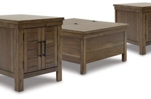 Moriville Coffee Table with 2 End Tables, Grayish Brown
