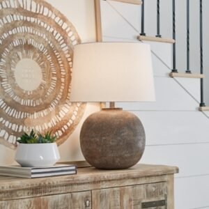 Neavesboro Table Lamp, Antique Brown/White