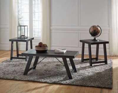 Noorbrook Table (Set of 3), Black/Pewter