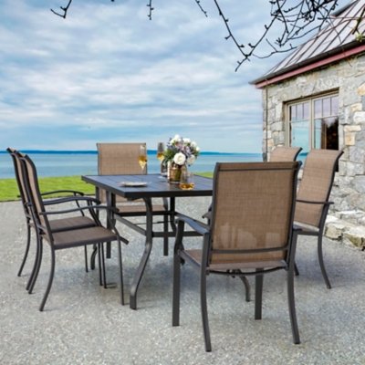 Nuu Garden Outdoor Dining Table and 6 Chairs, Brown