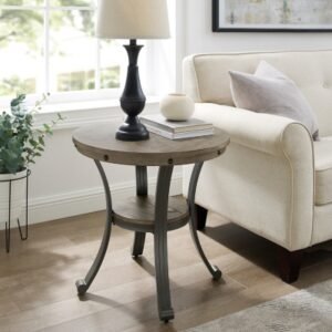 Powel Owens Side Table, Pewter Gray