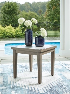 Rainier Ranch Outdoor End Table, Brown/Beige