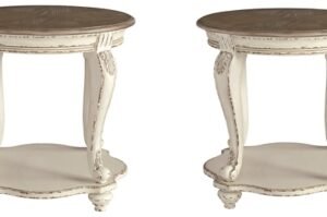 Realyn 2 End Tables, White/Brown