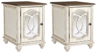 Realyn 2 End Tables, White/Brown