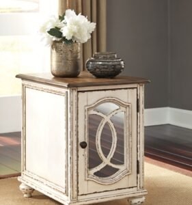 Realyn Chairside End Table, White/Brown