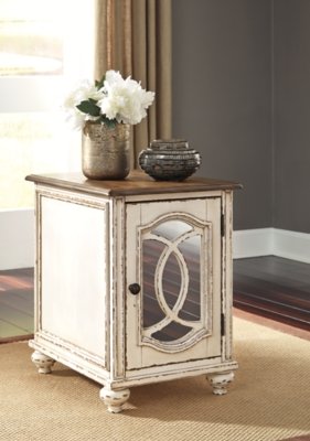 Realyn Chairside End Table, White/Brown