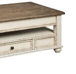 Realyn Coffee Table with 1 End Table, White/Brown