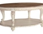 Realyn Coffee Table with 2 End Tables, White/Brown