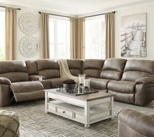 Realyn Coffee Table with 2 End Tables, White/Brown