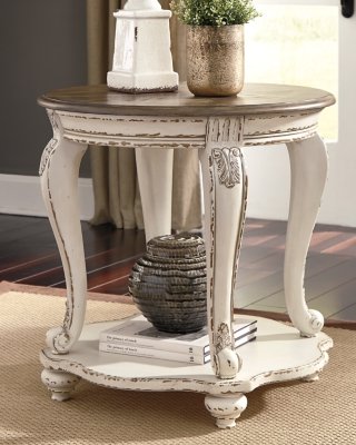 Realyn End Table, White/Brown