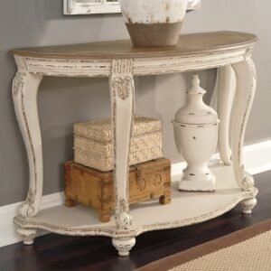 Realyn Sofa Table, White/Brown