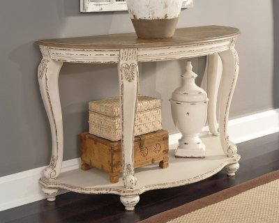 Realyn Sofa Table, White/Brown