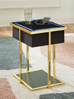 Rexwell Accent Table with Speaker, Black/Gold Finish