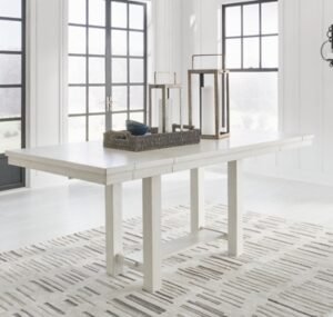 Robbinsdale Counter Height 62″-86″ Extendable Dining Table, Antique White, Wood