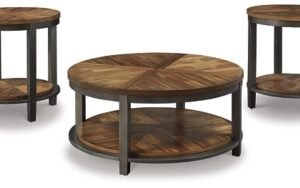 Roybeck Table (Set of 3), Light Brown/Bronze