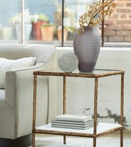 Ryandale Accent Table, Antique Brass Finish