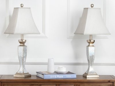 Safavieh Lattice Table Lamp (Set of 2), Silver Finish
