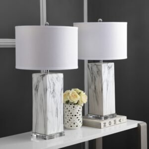 Safavieh Marble Table Lamp (Set of 2), Black/White Marble