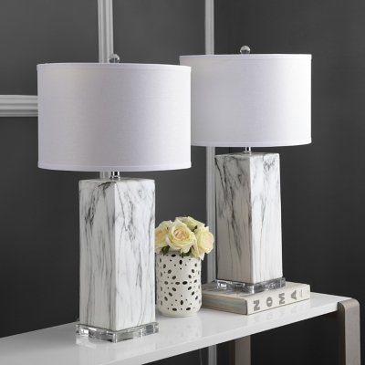 Safavieh Marble Table Lamp (Set of 2), Black/White Marble