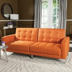 Safavieh Soho Tufted Foldable Sofa Bed, Orange