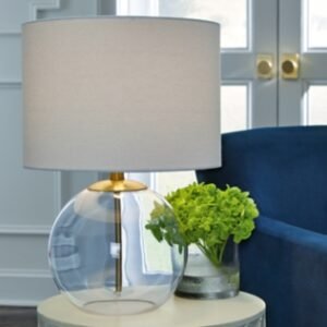 Samder Table Lamp, Clear/Brass Finish