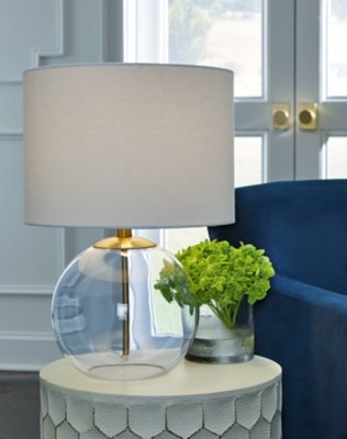 Samder Table Lamp, Clear/Brass Finish