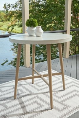Seton Creek Outdoor Bar Table, Beige