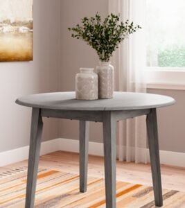 Shullden Drop Leaf 26″-43″ Extendable Dining Table, Gray, Wood