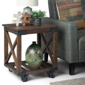 Simpli Home Industrial End Table, Brown