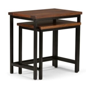 Skyler Nesting Side Table (Set of 2), Dark Cognac Brown