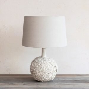 Storied Home Handmade Textured Table Lamp, Cream