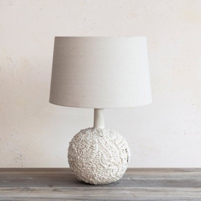 Storied Home Handmade Textured Table Lamp, Cream