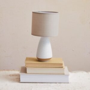 Storied Home Matte Table Lamp with Speckled Finish, White