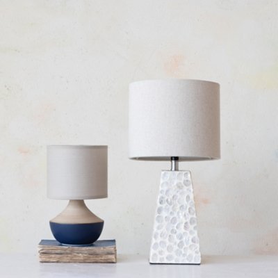 Storied Home Portable Table Lamp, Black/Natural