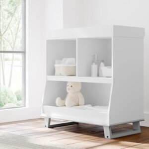 Storkcraft Modern Convertible Changing Table, White/Pebble Gray