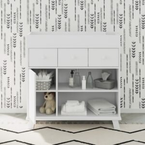 Storkcraft Modern Nursery Changing Table Dresser, White
