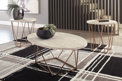 Tarica Faux Marble Table (Set of 3), Two-tone