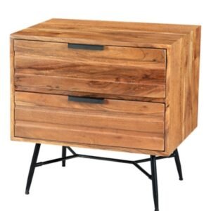 The Urban Port 2 Drawer End Table, Brown