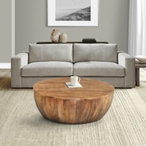 The Urban Port Round Coffee Table, Light Brown