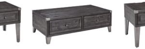 Todoe Coffee Table with 2 End Tables, Dark Gray