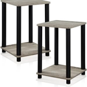 Turn-N-Tube End Table Set, French Oak Gray/Black