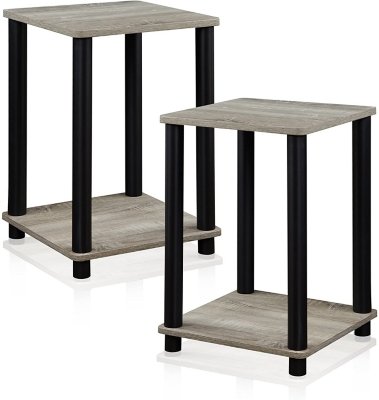 Turn-N-Tube End Table Set, French Oak Gray/Black