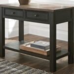 Tyler Creek 2 Drawer Sofa/Console Table, Grayish Brown/Black