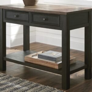 Tyler Creek 2 Drawer Sofa/Console Table, Grayish Brown/Black