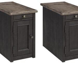 Tyler Creek 2 End Tables with USB Charging, Grayish Brown/Black