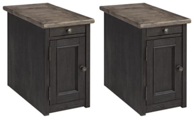 Tyler Creek 2 End Tables with USB Charging, Grayish Brown/Black