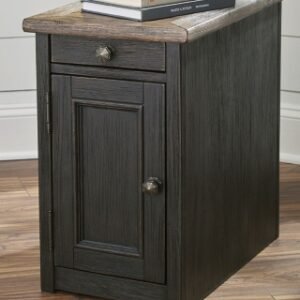 Tyler Creek Chairside End Table with USB Charging, Grayish Brown/Black