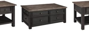 Tyler Creek Coffee Table with 2 End Tables, Grayish Brown/Black