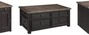 Tyler Creek Coffee Table with 2 End Tables, Grayish Brown/Black