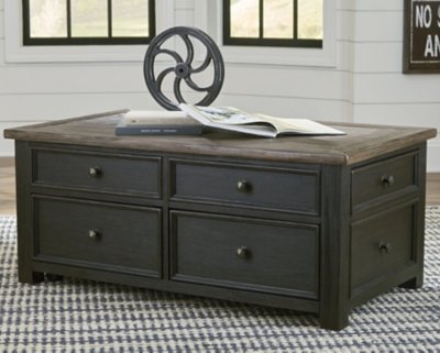 Tyler Creek Coffee Table with Lift Top, Grayish Brown/Black